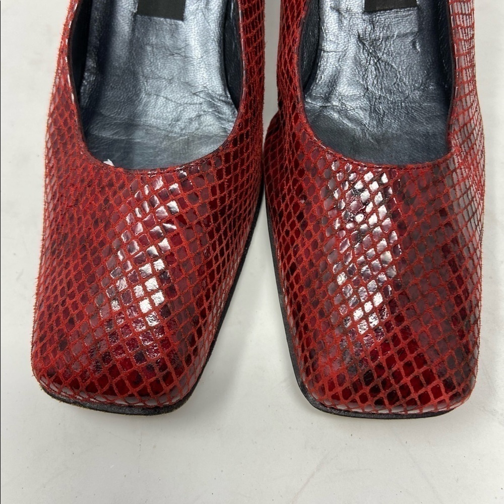 Stuart Weitzman Red And Black Block Heel Pumps, W… - image 6